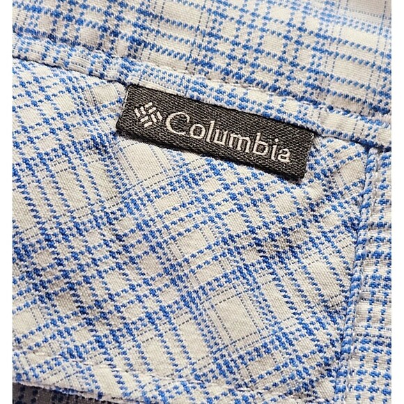 Columbia Shirt Mens L Plaid Blue Omni-Shade Shirt Short Sleeve Fishing Vented - Picture 6 of 6